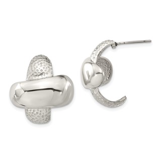 Stainless Steel Textured & Polished X Post Earrings