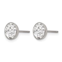 Chisel Stainless Steel Polished Clear Crystal Post Earrings view 3