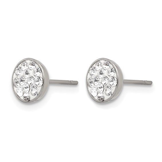 Chisel Stainless Steel Polished Clear Crystal Post Earrings