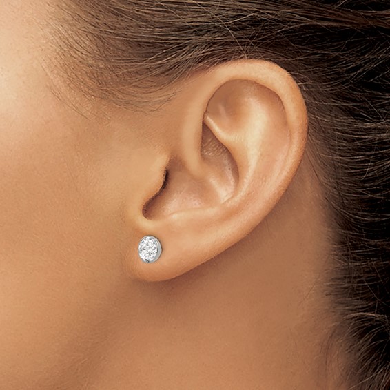 Chisel Stainless Steel Polished Clear Crystal Post Earrings