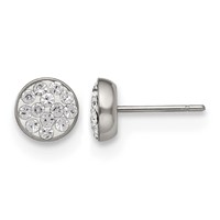 Chisel Stainless Steel Polished Clear Crystal Post Earrings view 1