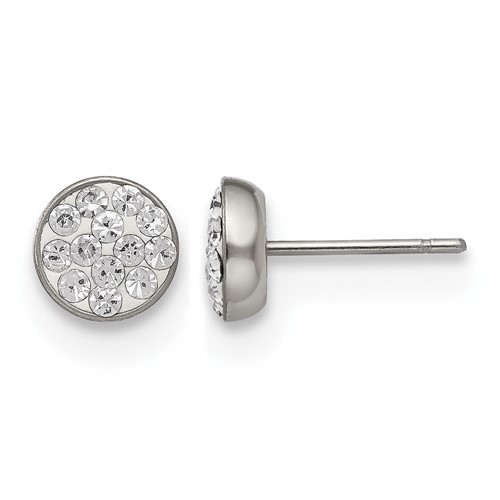 Chisel Stainless Steel Polished Clear Crystal Post Earrings