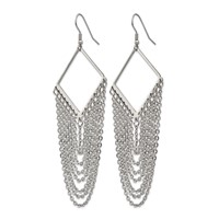 Chisel Stainless Steel Polished Multi Chain Dangle Shepherd Hook Earrings view 3