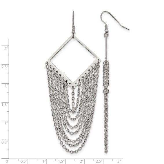 Chisel Stainless Steel Polished Multi Chain Dangle Shepherd Hook Earrings