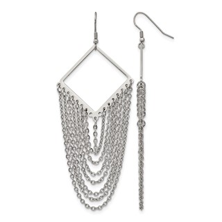 Chisel Stainless Steel Polished Multi Chain Dangle Shepherd Hook Earrings