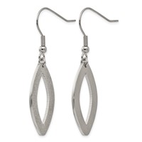 Chisel Stainless Steel Polished Laser Cut Oval Dangle Shepherd Hook Earrings view 3