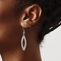 Chisel Stainless Steel Polished Laser Cut Oval Dangle Shepherd Hook Earrings view 4