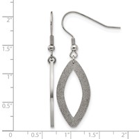 Chisel Stainless Steel Polished Laser Cut Oval Dangle Shepherd Hook Earrings view 5