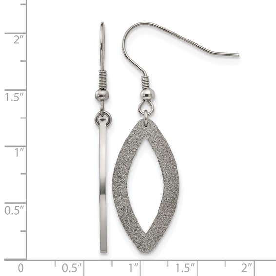 Chisel Stainless Steel Polished Laser Cut Oval Dangle Shepherd Hook Earrings