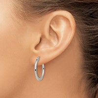Chisel Stainless Steel Polished and Textured 20mm Diameter Hoop Earrings view 4