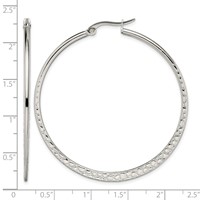 Chisel Stainless Steel Polished and Textured 50mm Diameter Hoop Earrings view 5
