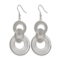 Chisel Stainless Steel Polished Multiple Circle Dangle Shepherd Hook Earrings view 3