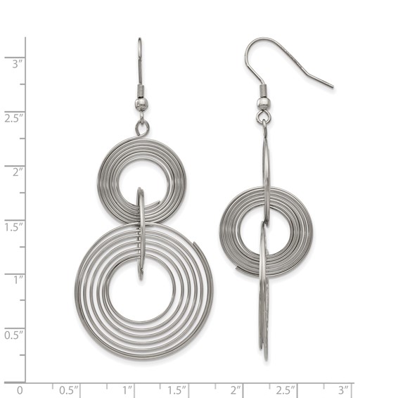 Chisel Stainless Steel Polished Multiple Circle Dangle Shepherd Hook Earrings