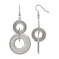 Chisel Stainless Steel Polished Multiple Circle Dangle Shepherd Hook Earrings view 1