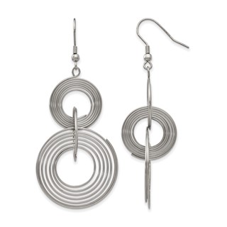 Chisel Stainless Steel Polished Multiple Circle Dangle Shepherd Hook Earrings
