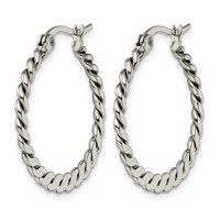 Chisel Stainless Steel Polished and Textured Braided Hoop Earrings view 3