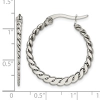 Chisel Stainless Steel Polished and Textured Braided Hoop Earrings view 5