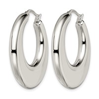 Chisel Stainless Steel Polished 35mm Diameter Hollow Hoop Earrings view 3