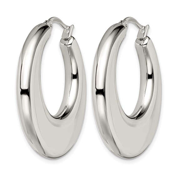 Chisel Stainless Steel Polished 35mm Diameter Hollow Hoop Earrings