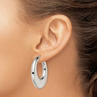 Chisel Stainless Steel Polished 35mm Diameter Hollow Hoop Earrings view 4