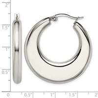 Chisel Stainless Steel Polished 35mm Diameter Hollow Hoop Earrings view 5