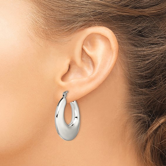 Chisel Stainless Steel Polished Teardrop Hollow Hoop Earrings
