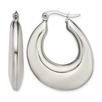 Chisel Stainless Steel Polished Teardrop Hollow Hoop Earrings view 1
