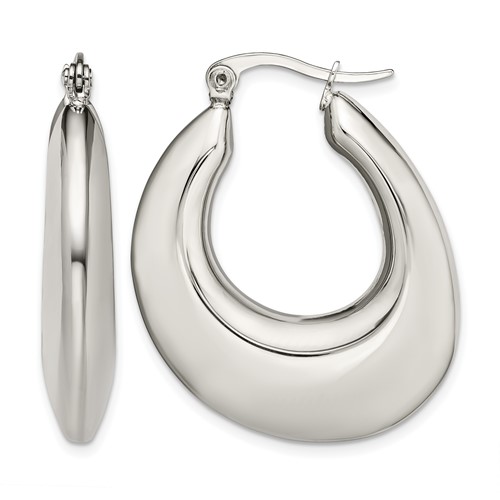 Chisel Stainless Steel Polished Teardrop Hollow Hoop Earrings