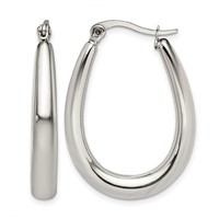 Chisel Stainless Steel Polished Teardrop Hollow Hoop Earrings view 1