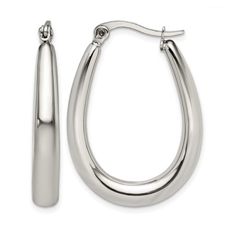 Chisel Stainless Steel Polished Teardrop Hollow Hoop Earrings