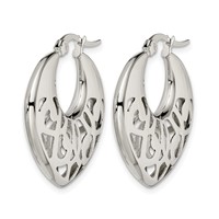 Chisel Stainless Steel Polished Fancy Cut Out 30mm Diameter Hoop Earrings view 3