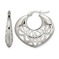 Chisel Stainless Steel Polished Fancy Cut Out 30mm Diameter Hoop Earrings view 1
