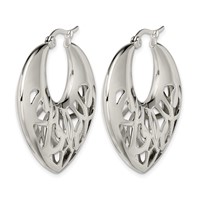 Chisel Stainless Steel Polished Fancy Cut Out 40mm Diameter Hoop Earrings view 3
