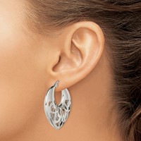 Chisel Stainless Steel Polished Fancy Cut Out 40mm Diameter Hoop Earrings view 4