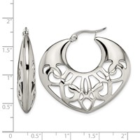 Chisel Stainless Steel Polished Fancy Cut Out 40mm Diameter Hoop Earrings view 5