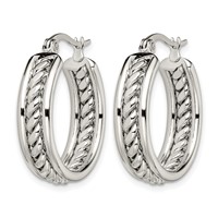 Chisel Stainless Steel Polished Twisted Middle 25mm Diameter Hoop Earrings view 3