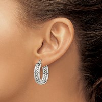 Chisel Stainless Steel Polished Twisted Middle 25mm Diameter Hoop Earrings view 4