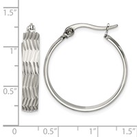Chisel Stainless Steel Polished and Textured Hoop Earrings view 5