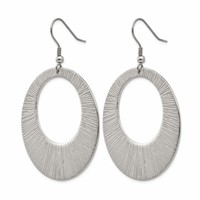 Chisel Stainless Steel Polished and Textured Circle Dangle Shepherd Hook Earrings view 3