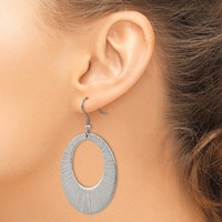 Chisel Stainless Steel Polished and Textured Circle Dangle Shepherd Hook Earrings view 4