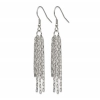 Chisel Stainless Steel Polished Multi Strand Box Chain Dangle Earrings view 3