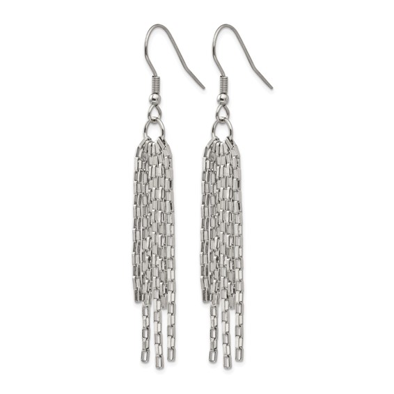 Chisel Stainless Steel Polished Multi Strand Box Chain Dangle Earrings