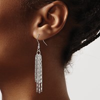 Chisel Stainless Steel Polished Multi Strand Box Chain Dangle Earrings view 4