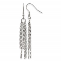 Chisel Stainless Steel Polished Multi Strand Box Chain Dangle Earrings view 1
