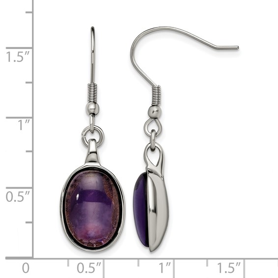 Stainless Steel Synthetic Amethyst Earrings
