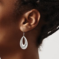 Chisel Stainless Steel Polished Hollow Teardrop Dangle Shepherd Hook Earrings view 4