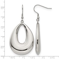 Chisel Stainless Steel Polished Hollow Teardrop Dangle Shepherd Hook Earrings view 5