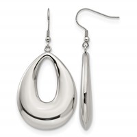 Chisel Stainless Steel Polished Hollow Teardrop Dangle Shepherd Hook Earrings view 1