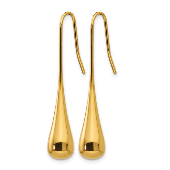 Chisel Stainless Steel Polished Yellow IP-plated Shepherd Hook Earrings