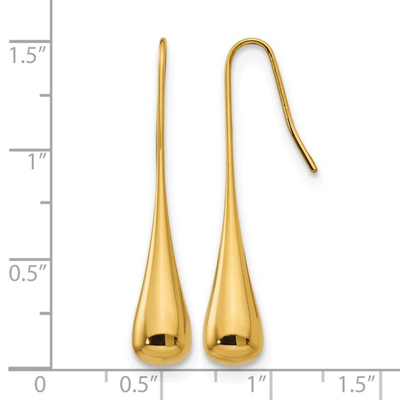 Chisel Stainless Steel Polished Yellow IP-plated Shepherd Hook Earrings